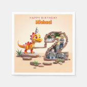 Serviette En Papier Little Dino Dragon | 2e anniversaire photo grand n (Devant)
