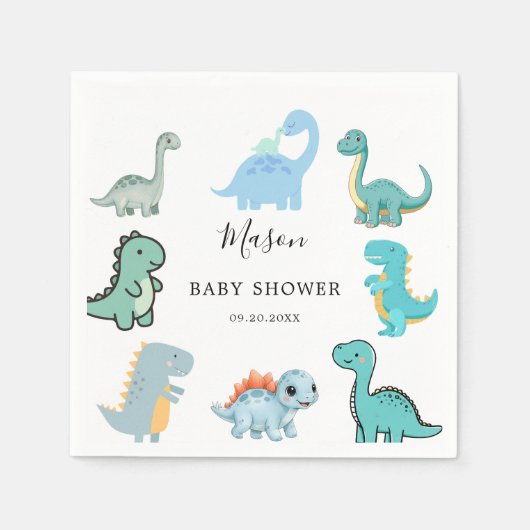 Serviette En Papier Little Dinosaur Cute Baby Shower (Devant)