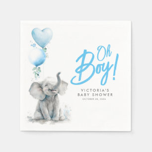 Serviette En Papier Little Elephant mignon Baby shower bleu et gris