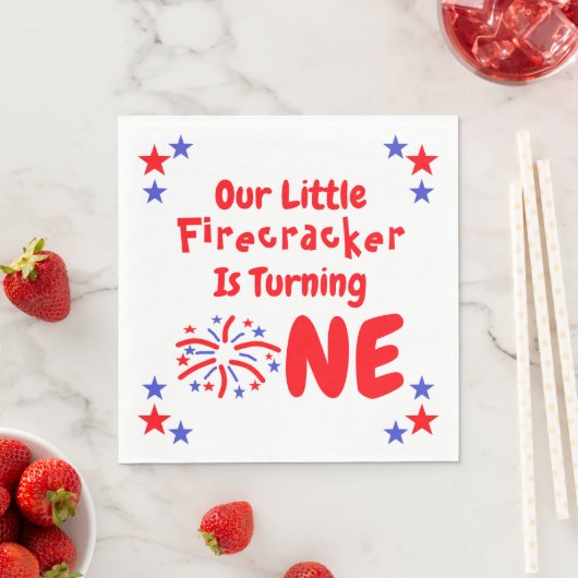 Serviette En Papier Little Firecracker 1er anniversaire (En situation)