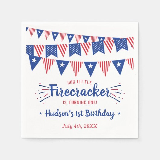 Serviette En Papier Little Firecracker 4 juillet 1er anniversaire (Devant)