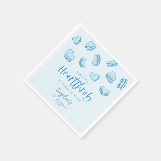 Serviette En Papier Little Heartthrob Coeurs Bleus Fête d'anniversaire (Coin)