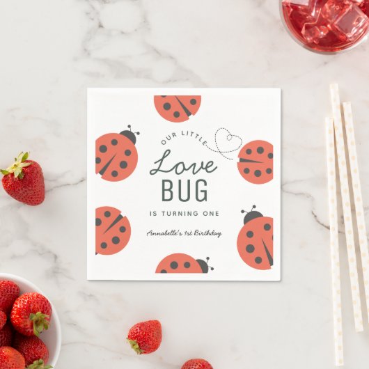 Serviette En Papier Little Log Ladybug Anniversaire serviettes (En situation)