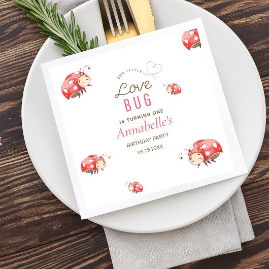 Serviette En Papier Little Love Bug Anniversaire