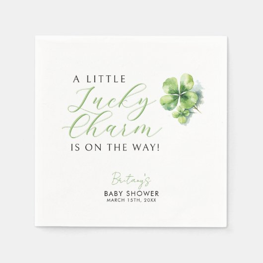Serviette En Papier Little Lucky Charm est en chemin Baby shower (Devant)