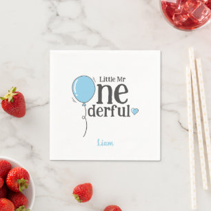 Serviette En Papier Little M. Onederful 1er anniversaire Blue Custom