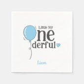 Serviette En Papier Little M. Onederful 1er anniversaire Blue Custom (Devant)