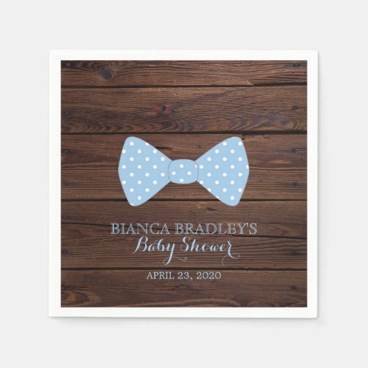 Serviette En Papier Little Man Baby shower | Rustic Wood Bowtie (Devant)
