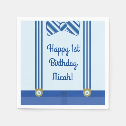 Serviette En Papier Little Man Boy fête son 1er anniversaire (Devant)