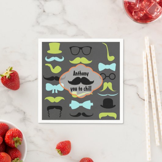 Serviette En Papier Little Man Hipster Mustache fête d'anniversaire (En situation)