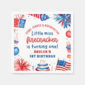 Serviette En Papier Little Miss Firecracker 4 juillet 1er anniversaire (Devant)