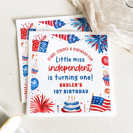 Serviette En Papier Little Miss Independent 4 juillet 1er anniversaire