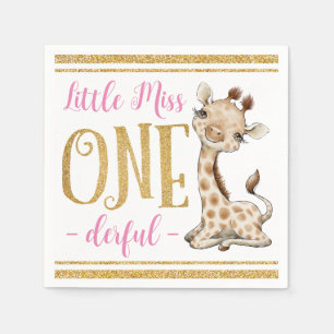 Serviette En Papier Little Miss One Derful Cute Giraffe 1er anniversai