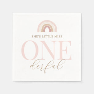 Serviette En Papier Little Miss Onederful Boho Rainbow Anniversaire