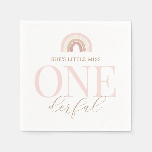 Serviette En Papier Little Miss Onederful Boho Rainbow Anniversaire (Devant)