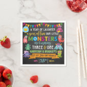Serviette En Papier Little Monster Chalkboard 1er et 3e anniversaire c (En situation)