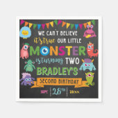 Serviette En Papier Little Monster Chalkboard 2e fête d'anniversaire (Devant)