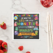 Serviette En Papier Little Monster Chalkboard 3e fête d'anniversaire (En situation)