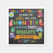 Serviette En Papier Little Monster Chalkboard 3e fête d'anniversaire (Devant)