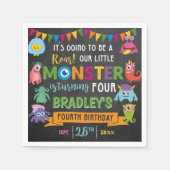 Serviette En Papier Little Monster Chalkboard 4e fête d'anniversaire (Devant)