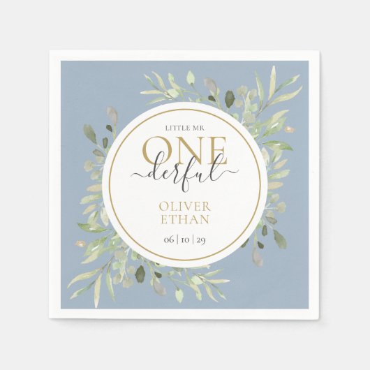 Serviette En Papier Little Mr ONEderful Elegant Premier Anniversaire B (Devant)