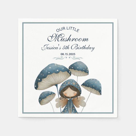 Serviette En Papier Little Mushroom Blue Fairy Anniversaire de enfant (Devant)