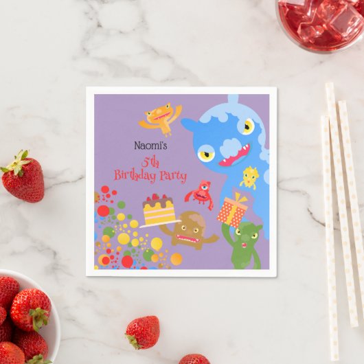 Serviette En Papier Little Party Monster and confetti Anniversaire Par (En situation)
