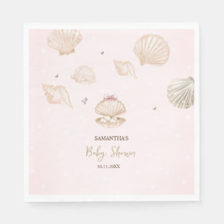 Serviette En Papier Little Pearl Seashells Dots Baby Shower