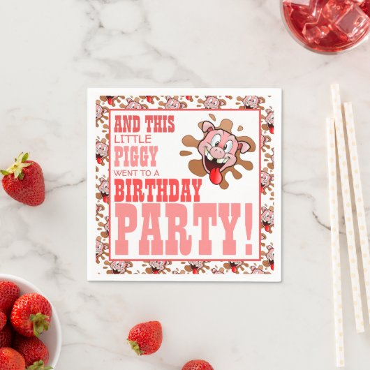 Serviette En Papier Little Piggy fête d'anniversaire Napkin (En situation)
