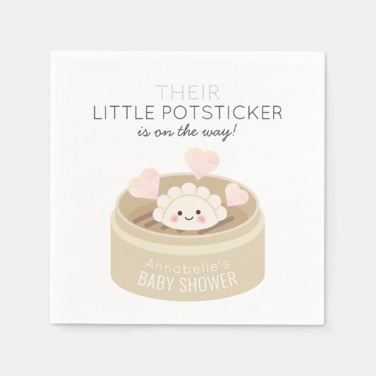 Serviette En Papier Little Potsticker Baby shower blanc serviettes (Devant)