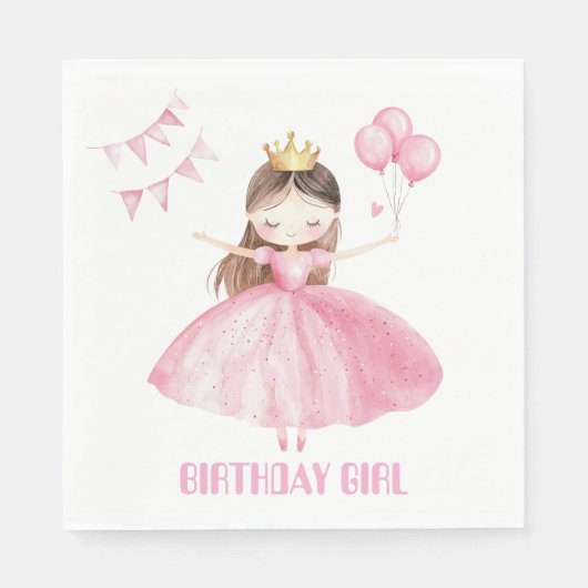 Serviette En Papier Little Princess 1st Birthday Napkins Girl (Devant)