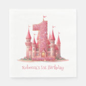 Serviette En Papier Little Princess Pink Castle 1er anniversaire (Devant)