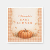 Serviette En Papier Little Pumpkin Gingham Fall Baby Shower (Devant)