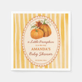 Serviette En Papier Little pumpkin retro stripes baby shower monogram (Devant)