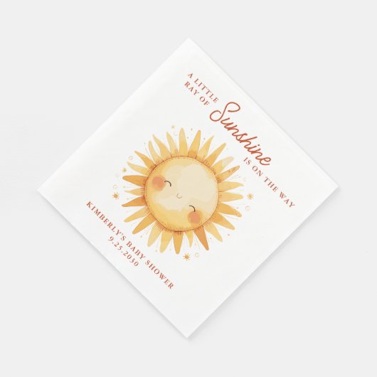 Serviette En Papier Little Ray of Sunshine Boho Cute Sun Baby Shower (Coin)