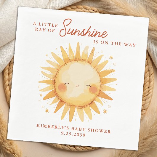 Serviette En Papier Little Ray of Sunshine Boho Cute Sun Baby Shower