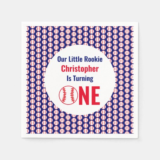 Serviette En Papier Little Rookie Baseball 1er anniversaire (Devant)