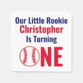 Serviette En Papier Little Rookie Baseball 1er anniversaire (Devant)