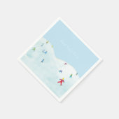 Serviette En Papier Little Skiers On Snowy Hill Personalized (Coin)
