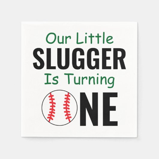 Serviette En Papier Little Slugger Baseball 1er anniversaire (Devant)