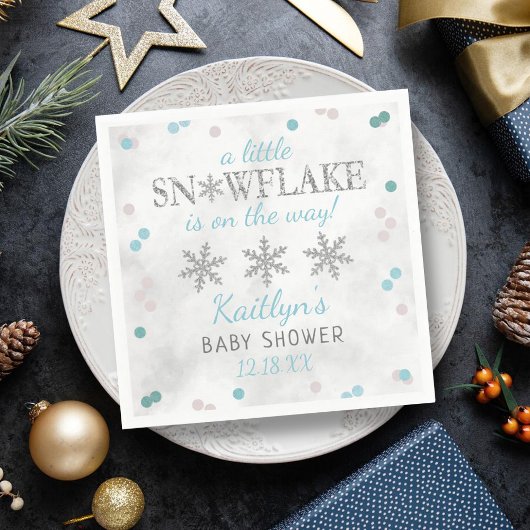 Serviette En Papier Little Snowflake Boys Baby shower d'hiver