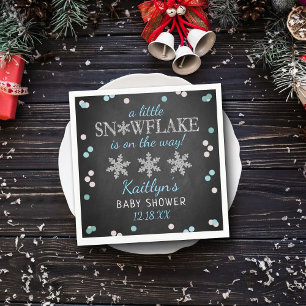 Serviette En Papier Little Snowflake Boys Baby shower d'hiver