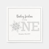 Serviette En Papier Little Snowflake Parties scintillant en argent 1er (Devant)