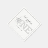 Serviette En Papier Little Snowflake Parties scintillant en argent 1er (Coin)