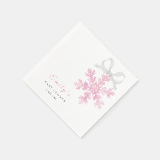 Serviette En Papier Little Snowflake Pink Baby Shower Napkins (Coin)