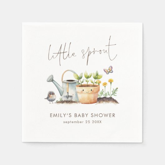 Serviette En Papier Little Sprout Gender Neutral Garden Baby Shower (Devant)