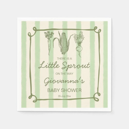 Serviette En Papier Little sprout is on the way stripped Baby Shower (Devant)