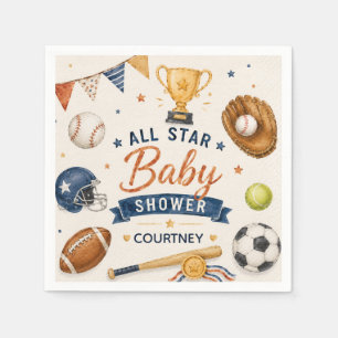 Serviette En Papier Little Star Baby Shower Sports Football Baseball