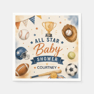 Serviette En Papier Little Star Baby Shower Sports Football Baseball