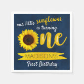 Serviette En Papier Little Sunflower Navy Bleu 1er anniversaire (Devant)